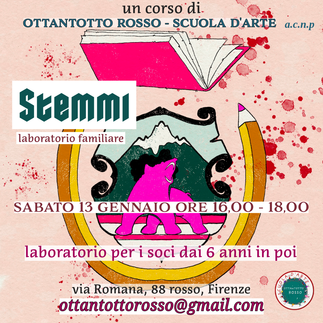 locandina laboratorio soci stemmi scuola d'arte ottantotto rosso firenze